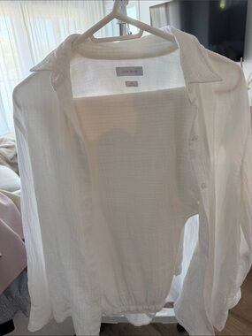 Little Moon Sheer White Button-Front Shirt